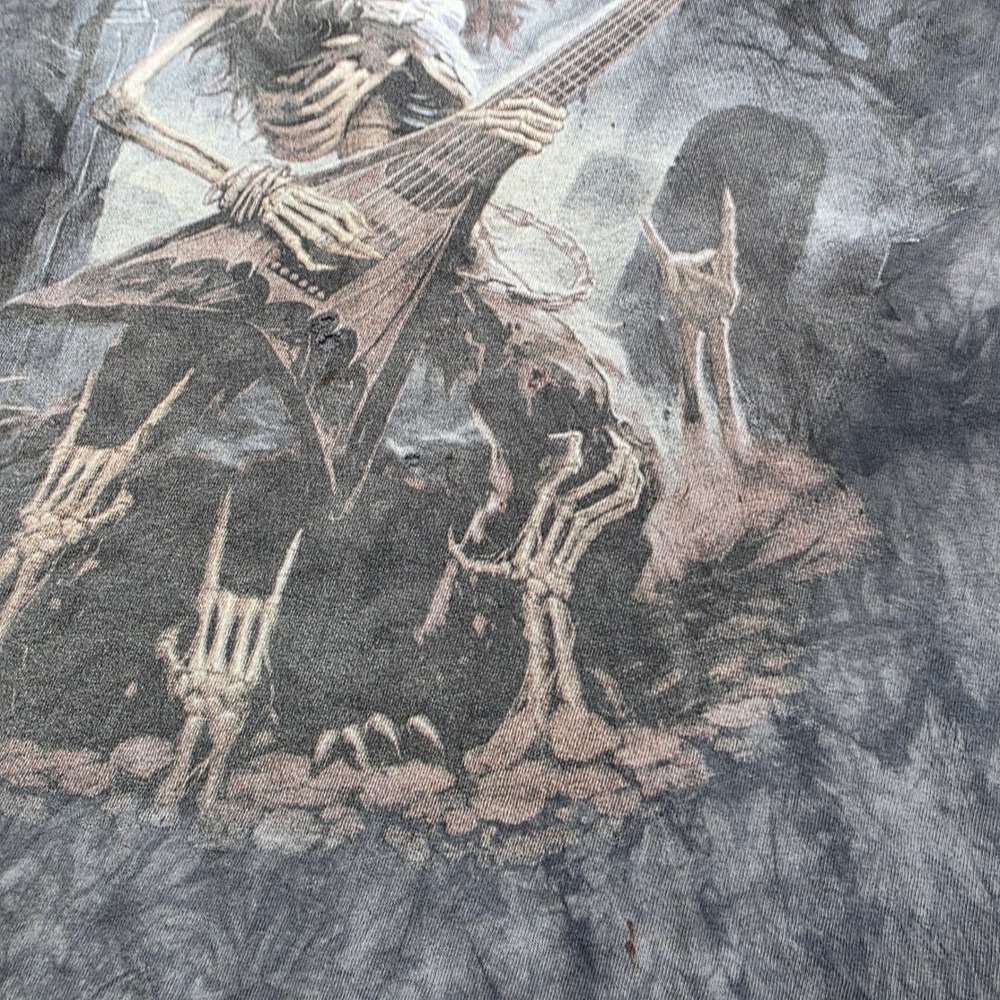 VTG Liquid Blue James Ryman Skeleton T Shirt 2XL Play Dead Skulbone Tie Dye‎ - Picture 3 of 9